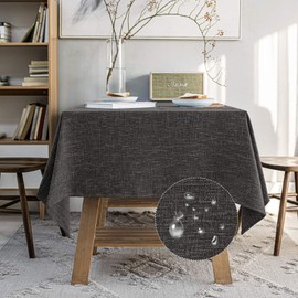 JSFLY Waterproof Cotton Linen Tablecloths Rectangle Dining Table Cloth, Wipe Clean Indoor & Outdoor Table Cover for Buffet Party and Banquets, Wrinkle Resistant（54"x102"） Carbon Black