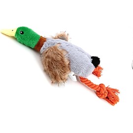 Plush Mallard Duck Dog Toy, Squeaky, 11 Inch, Chew and Wear Resistant (Rope Feet)