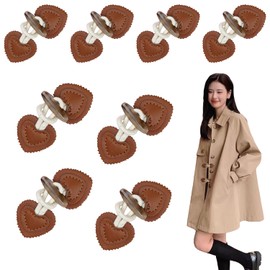 RHQFDM Leather Toggle Clasps, 8 Pairs, Leather Toggle Buttons, Windbreaker, Brown Resin Toggle Buttons with Clasp for Decorating Sweaters, Jackets and Trench Coats