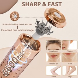 BLIBEE Upgrade Facial Hair Removal for Women, Rechargeable Hair Removal Device, Painless Face Electric Razor/Shaver for Lip, Arms, Face, Peach Fuzz (Black)