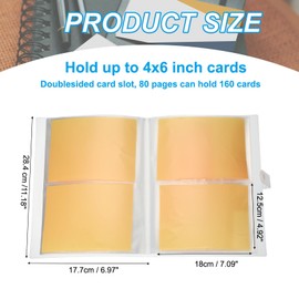 PATIKIL 4x6 Index Cards Holder, 80 Page Hold 160 Cards Organizer Pouches Book Binder Cards Sleeve Storage Protector for Pictures Study Card Note Cards Recipe Card
