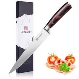KEEMAKE Carving Knife for Meat - Razor Sharp 8 Inch Slicing Knife with High Carbon Stainless Steel Blade, Brisket Knives Meat Cutting Knives with Ergonomic Pakkawood Handle and Gift Box