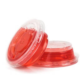 GOLDEN APPLE, 3.25-Ounce Clear Plastic Jello Shot Souffle Cups with Lids, Sampling Cup (100 Sets)