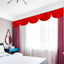 Weddecor Red Silk Detachable Swag For Decorating Background Fabric Curtains, Table Skirts, Christmas, Weddings, Parties, Events, Photography, 3 Metres Long