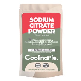 Coolinario Sodium Citrate Powder (2 Oz) pH Buffer & Emulsifier for Smooth Cheese, Sauces & Beverages | Enhances Creaminess & Reduces Acidity | For Molecular Gastronomy & Food Processing | Food Grade