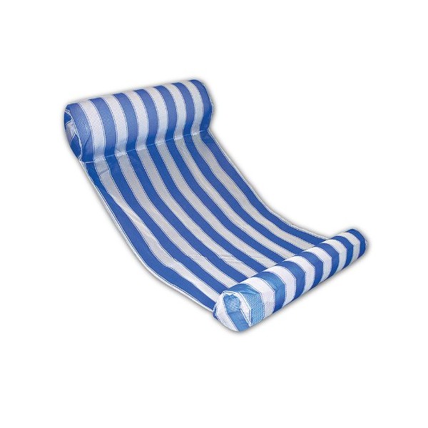 Blue and White Striped Inflatable Water Hammock Swimming Pool Lounger