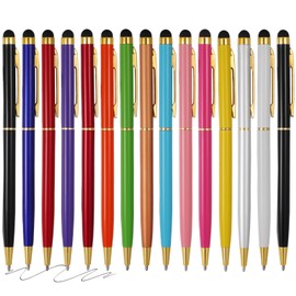 FIRCRE 15 Pack Stylus Pens for Touch Screens Stylus Pen Compatible with Phone Tablets Kindle and Black Ink Ballpoint Pens-2 in 1 Stylists pens for Touch Screens (Gold)