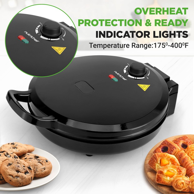 NutriChef Countertop Pizza Maker | 1500W Non-Stick Electric Pizza Cooker