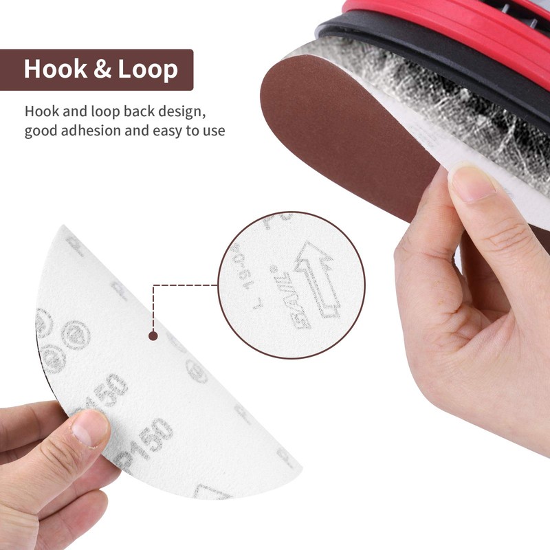 150mm Sanding Discs (60/100/150/320/600 Grits), 50 PCS Hook and Loop