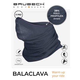 BRUBECK X-Pro KM10430 Half Balaclava for Men and Women, Temperature-Regulating, Face Mask, Functional Clothing, Breathable, grey, s-m