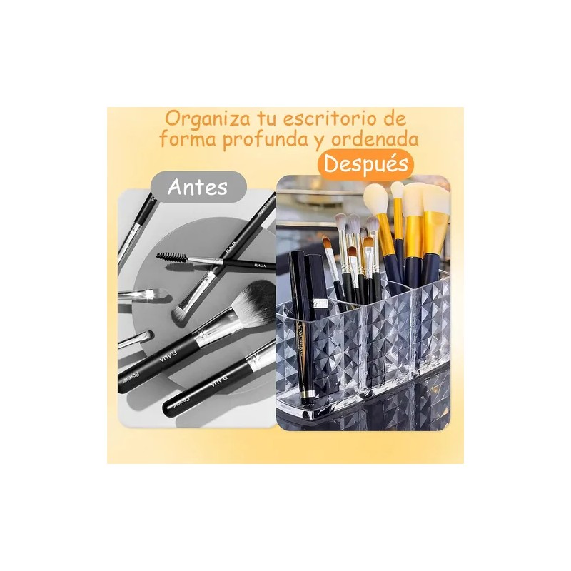 Organizador Maquillaje Acrílico 3compartimentos Transparente