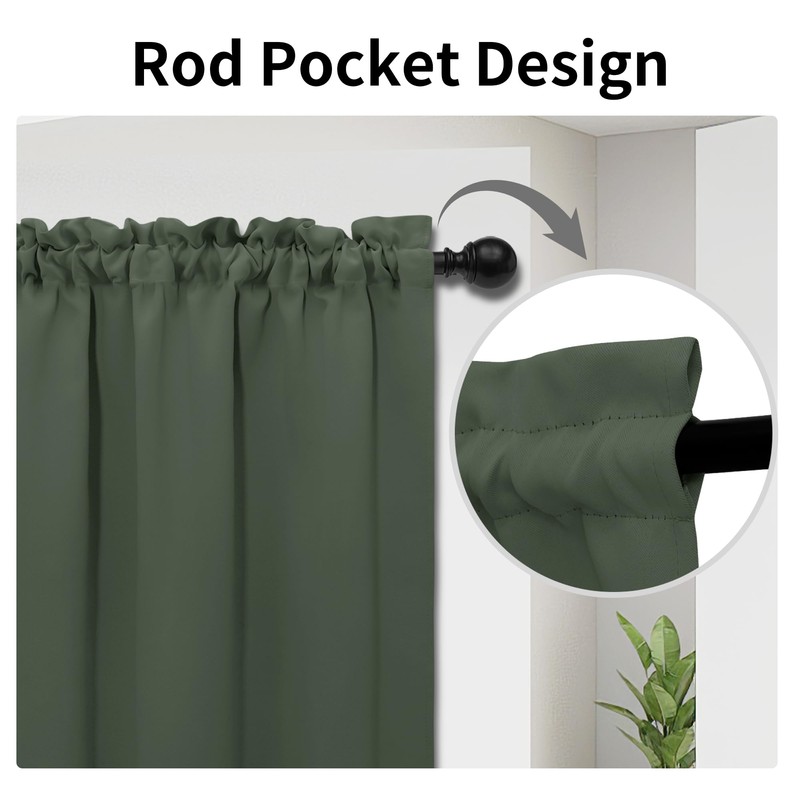 Easy-Going Blackout Door Curtains, Rod Pocket Privacy Light Filtering Sidelight