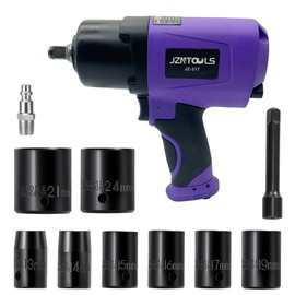 JZNTOOLS 1/2-Inch Pneumatic Impact Wrench,Air Impact Wrench 1250 ft-lbs Max Torque Heavy Duty 7000 RPM, Twin Hammer Air Impact Tool with 8-Piece Steel Impact Socket Set for Automobile Repair