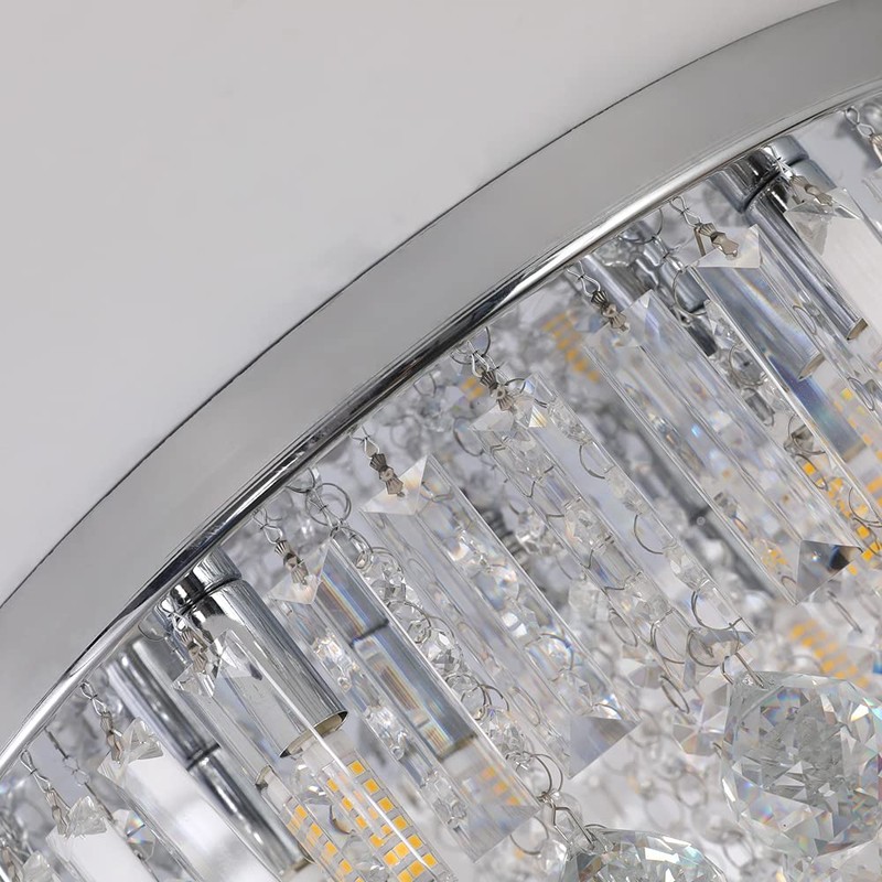 Gopmmy Modern K9 Crystal Raindrop Chandelier Lighting, Flush Mount G9