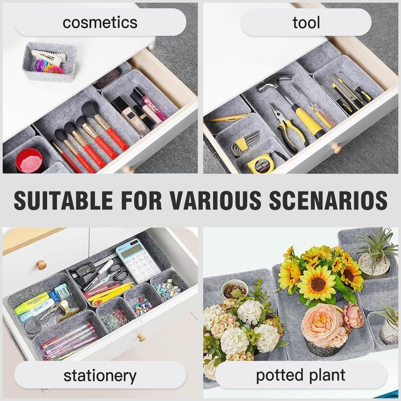 Felt drawer organiser,Drawer Organiser Set,Stackable Storage Boxes,Eco-Friendly Makeup Drawer Organiser,Felt