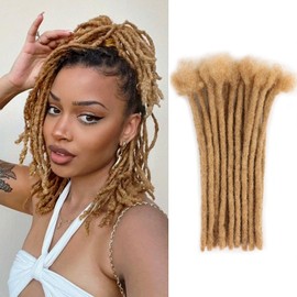 IIFLYDSFA 8 Inch 20 Strands #27 Blonde Human Hair Dreadlock Extensions for Men/Women 0.8cm Thickness Full Handmade Permanent Locs Extensions Human Hair ﻿