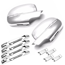 S SIZVER Triple Chrome Plated Door Mirror+Handle+Bowl Overlay Cover Compatible With 2007-2013 Silverado Sierra 1500/2500/3500/Avalanche/Tahoe/Suburban/Yukon/YUKON XL