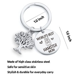 NOTHERS RSZOTW Hamster Lover Gift Hamster Mom Jewelry Animal Lover Jewelry Animal Gift World's Best Hamster Mom Keychain Pet Lover Gift Animal Keychain Hamster Charm Gift