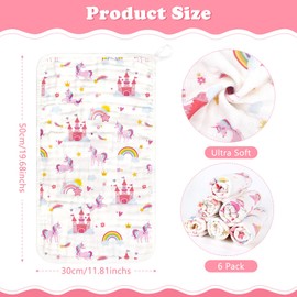 Decalsweet Muslin Cloths for Baby,100% Cotton Burp Cloths for Baby,6 Pack Muslin Squares,Absorbent & Breathable Baby Muslins,Baby Essentials for Newborn(Princess Castle)