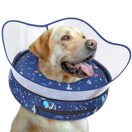 Elevated Inflatable Dog Cone Collar to Stop Licking, Dog Donut Collar After Surgery, Soft Pet Cone Alternative for Small Medium Large Dogs
