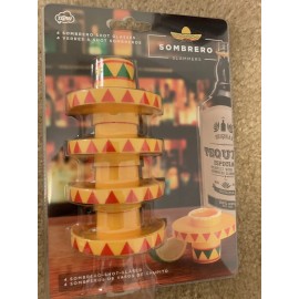 Unbranded NEW Pack of 4 Sombrero Shaped Plastic Shot glasses