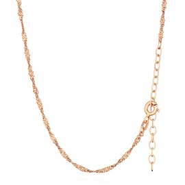NKlaus 40/45 + 5 cm Double Curb Chain Twisted 925 Silver Rose Gold Plated Length Adjustable Necklace 1.9 mm Wide Silver Chain Women, Sterling Silver