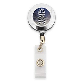 ALS Lou Gehrig's Disease Awareness Silver ID Card Holder Retractable Badge Reel
