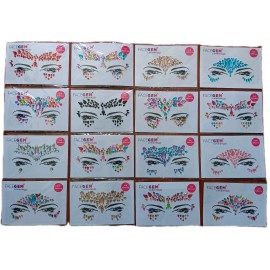 Face Gem - 6 Sets Assorted Face Jewels Temporary Tattoo Acrylic Crystal Stickers