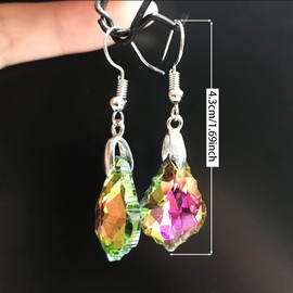 ANDPAI Unique Sparkly Multi-color Crystal Teardrop Dangle Drop Earrings Rainbow Crystal Geometry Earrings for Women Statement Chic Charm Jewelry Gifts (Rose Red)
