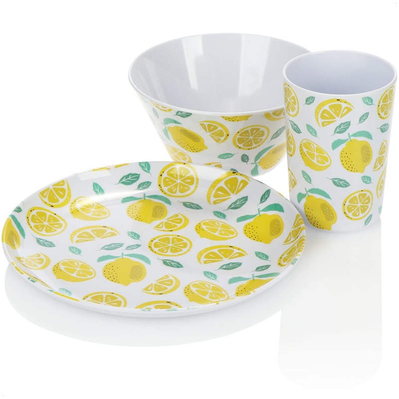 COM-FOUR® 3-Piece Tableware Set - Reusable, Reusable Tableware Made of