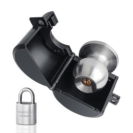 MOSECYOU Door Knob Locking Cover with Padlock, Heavy Duty All Metal Version, Adjustable Design, Lockout Device to Disable Doorknob, Prevents Turning & Block Keyhole Access, Safety for Child/Elderly