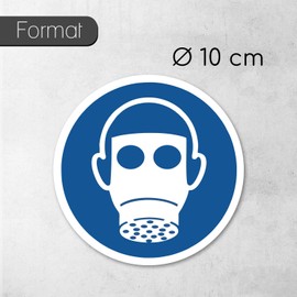 Sticker Respiratory Protection Use – Diameter 10 cm ISO 7010 M017 – Mandatory Sign Hin_756