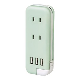 Sonic UL-6345-G Portable Outlet, U-Trim, Slim, w/Pouch, USB-A x 3, Green