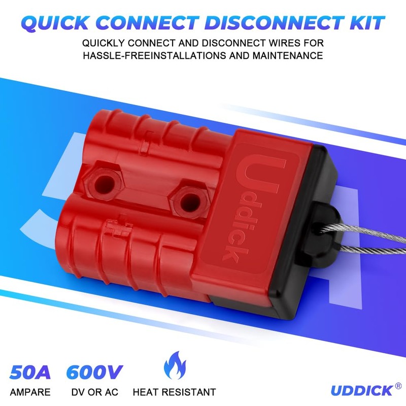 Uddick 4PCS 50A 6-10 Gauge Battery Cable Quick Connect/Disconnect Connector