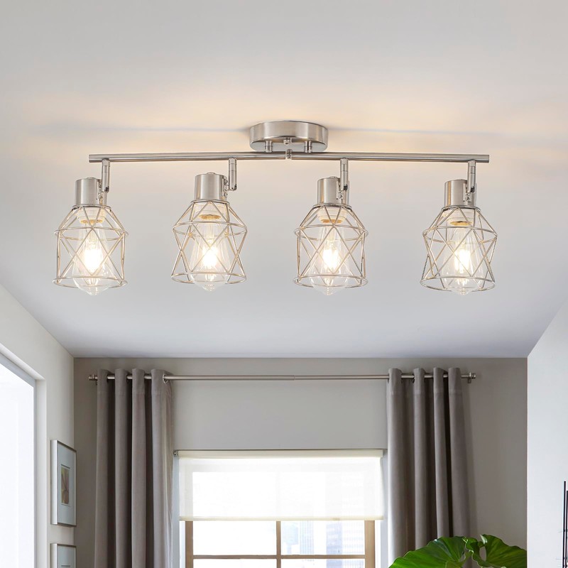BUXVRCS Adjustable Multi-Directional Brushed Nickel Light Fixtures, Semi Flush Mount