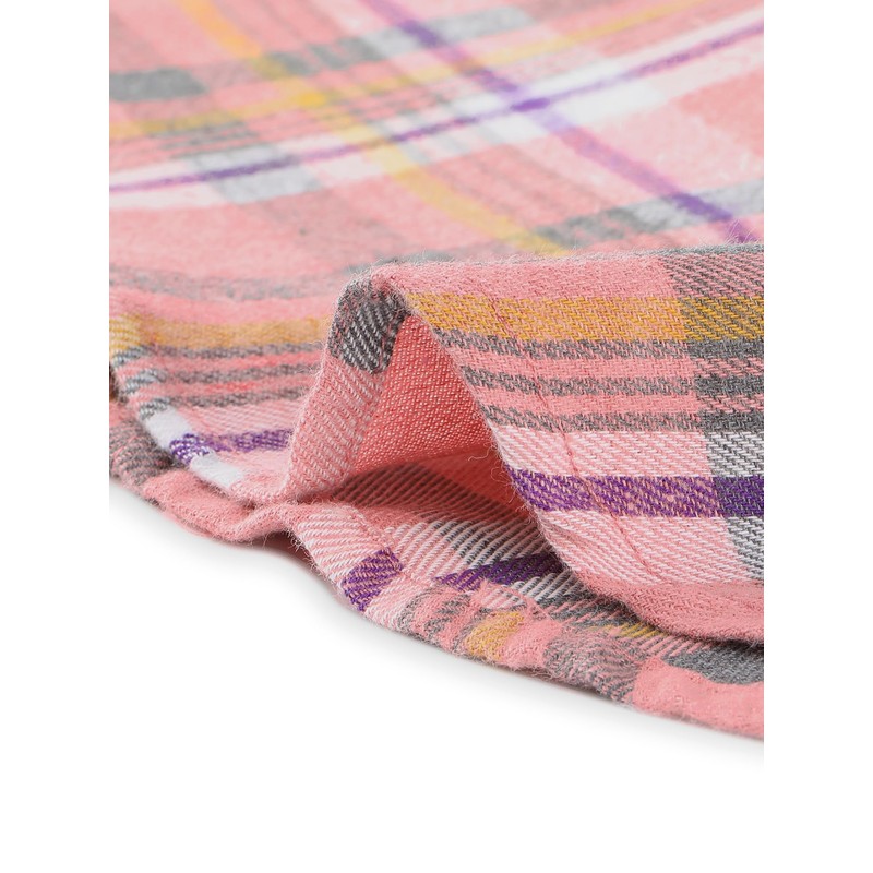 Allegra K Women's Plaid Shirts Cotton Short Sleeve Classic Button