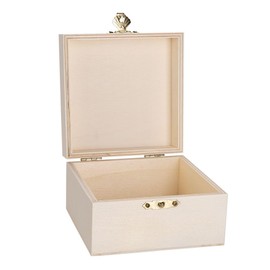 Ideen mit Herz | Wooden Boxes Set | Square | Wooden Crates with Lid and Metal Clasp | 5 Pieces | Various Sizes