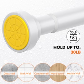 Shower Curtain Rod 31-80 in Adjustable Curtain Rod No Drilling Tension Shower Rod Stainless Steel for Bathroom Room Divider, White