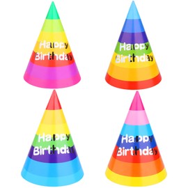 Rainbow Cone Party Hats for Kids & Adults - 12 Pack, 8 inch - Perfect for Birthday Parties & Classroom Decorations