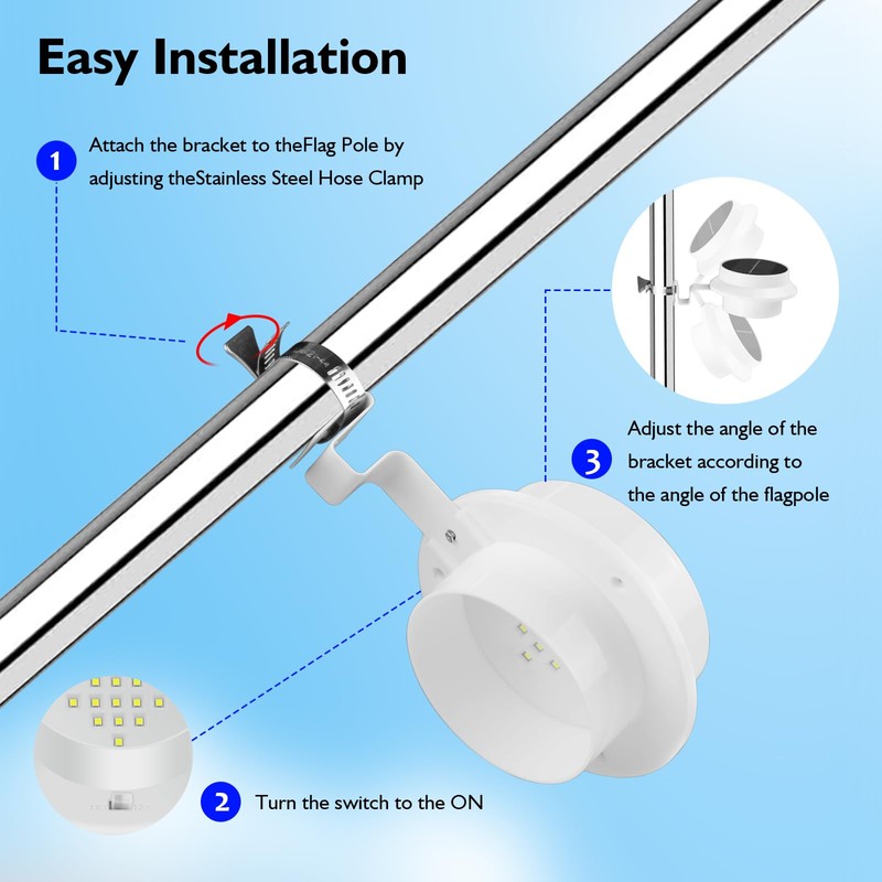 Flag Pole Light Solar Powered 3000K, FlagPole Solar lamp for