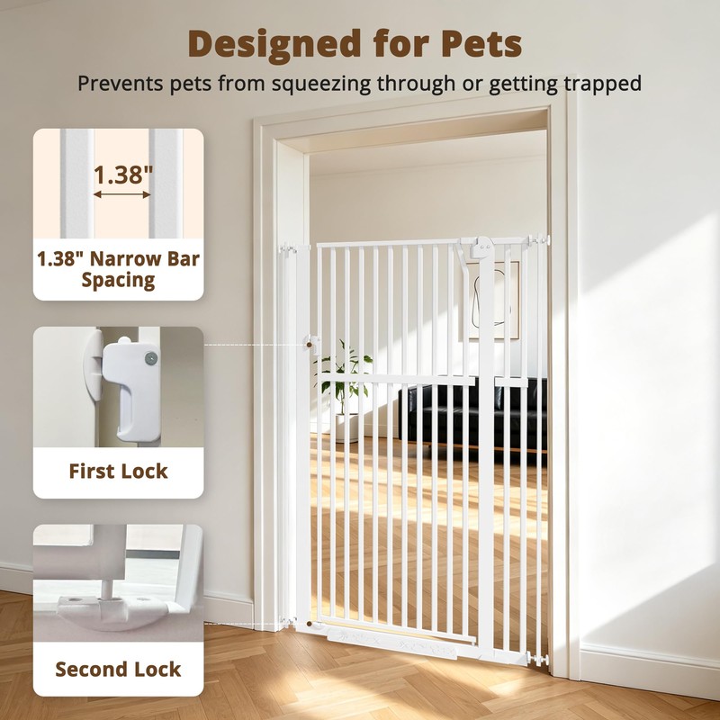 56"Extra Tall Pet Gate, 29.5-33.5"Wide, Auto Close Gate for Dog/Cat,