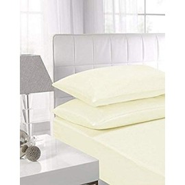 Niys Luxury Beddings Pillowcase Pairs, 2 Pack, Poly Cotton, Cream, House Wife, Envelope, Wrinkle Resistant, Modern Style, Solid Pattern