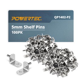 POWERTEC QP1402-P2V 5mm Shelf Pegs 100 pcs, L-Shaped Bracket with Hole Shelf Pins Support Pegs for Shelves, Kitchen Cabinet Shelf, Bookshelf, Closet and Furniture, Nickel Plated Shelf Holders Pegs