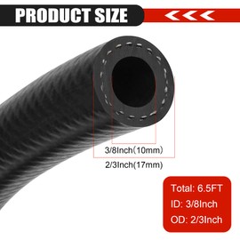 3/8 Inch (10mm) ID Fuel Line Hose 6.5FT NBR Rubber Push Lock Hose High Pressure 300PSI for Automotive Fuel Systems Engines
