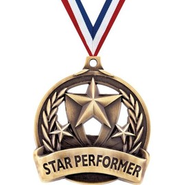 Crown Awards Bulk Star Performer Medals -2" and 5 Per Pack-Great for Scholastic, Academics, Achievement, Performace