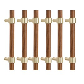 AENZOOY 6 Pack Zinc Alloy Black Walnut Kitchen Pulls Cabinets Furniture Pull for Dresser Wardrobe Cupboard Drawer Knobs Pulls Handles 3.78 Inch (96 mm) Hole Center