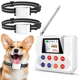 NBSUN Wireless Dog Fence System, Electric Fence for Dog with Big LCD Screen, Portable Wireless Fence & Training Collar with 2.4GPFC Antenna, Waterproof & Adjustable Dog Perimeter Collar (for 2 Dogs)