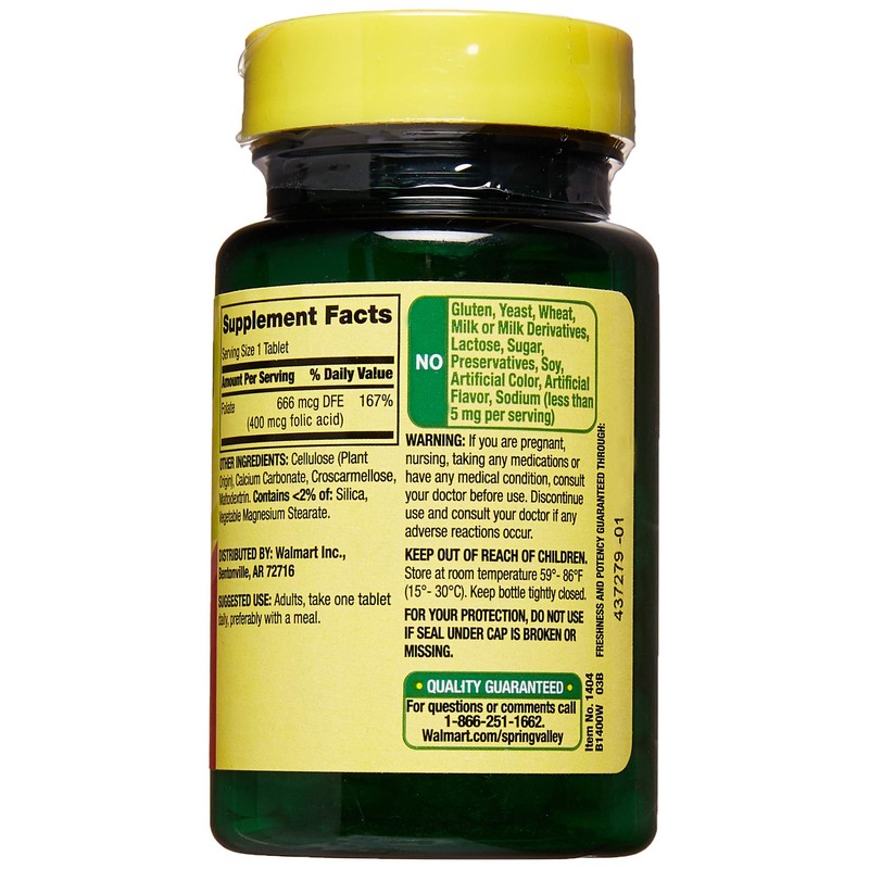 Spring Valley - Folic Acid 400 mcg, 250 Tablets