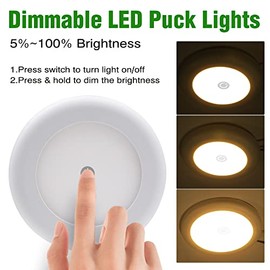 3Inch RV Puck Light with Touch Dimmable Switch - 3 Pack, 12Volts Surface Mount RV Interior Lighting, for RV Motorhome Camper Travel Trailer
