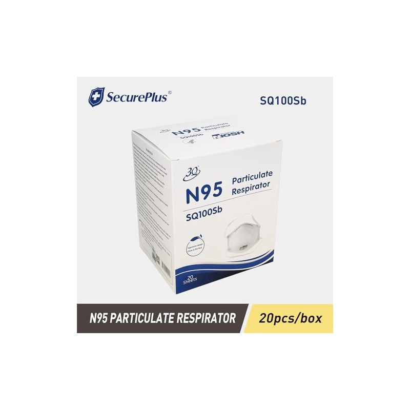 SECURE PLUS N95 mask breathable filtration efficiency ≥ 95% particulate